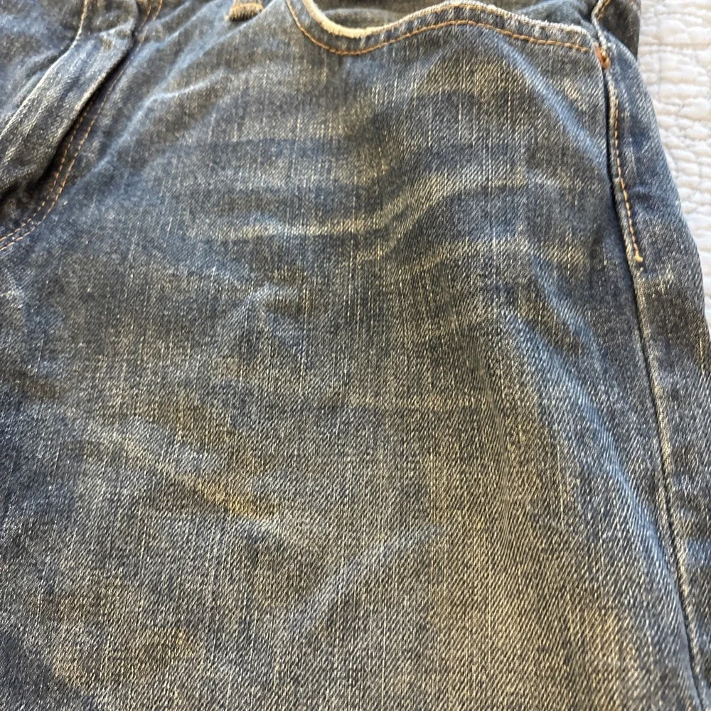 Polo Ralph Lauren 381 Mens 34x32 Dark Blue Jeans Distress Cotton Denim Nice Fade
